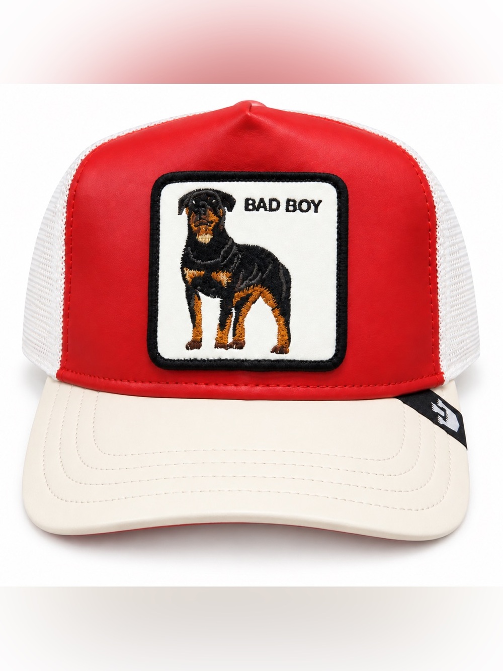 Goorin Bros Red and Cream 'Bad Boy' Rottweiler Trucker Hat